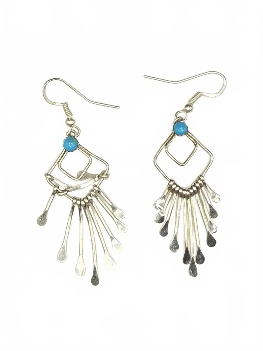 Handcrafted Sterling Silver Turquoise Dreamcatcher Dangle Earrings
